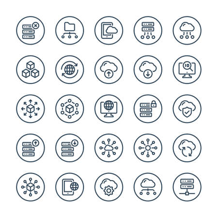 Badge outline icons for big data.のイラスト素材