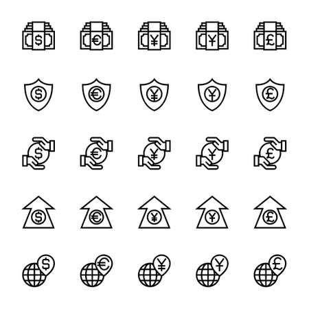 Outline icons for business & financial.のイラスト素材