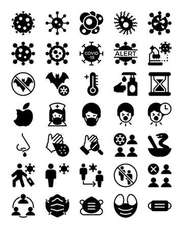 Glyph icons for corona virus.のイラスト素材
