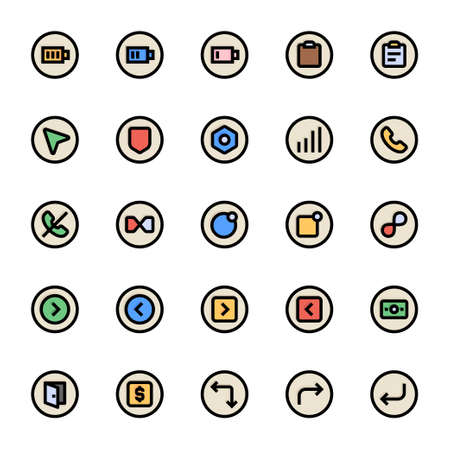 Filled color outline icons for ui ux.のイラスト素材