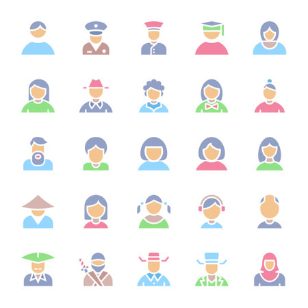 Flat color icons for avatar.のイラスト素材