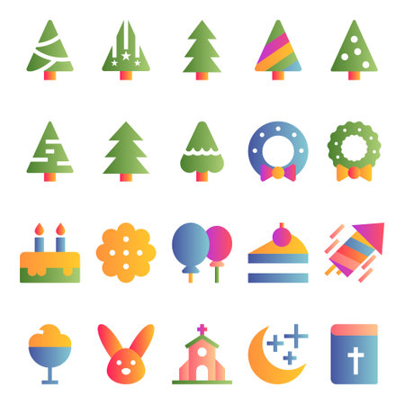 Gradient color icons for christmas and easter.のイラスト素材
