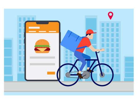 Food online delivery transport illustrationのイラスト素材