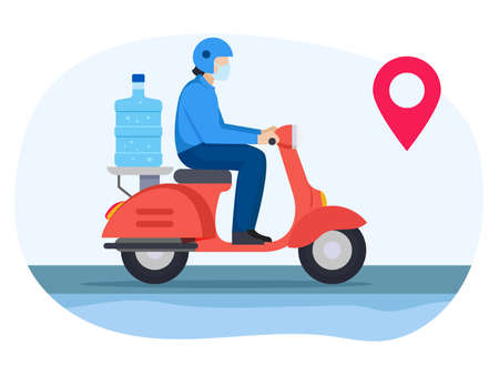 Delivery guy going to deliver water bottleのイラスト素材