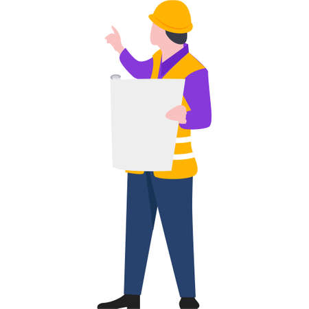 Construction architect engineer worker illustration.のイラスト素材