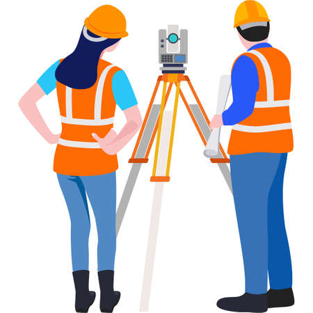 Construction architect engineer worker illustration.のイラスト素材