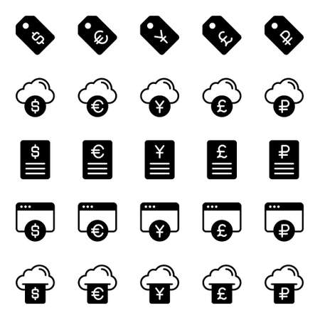 Glyph icons for finance currency.のイラスト素材