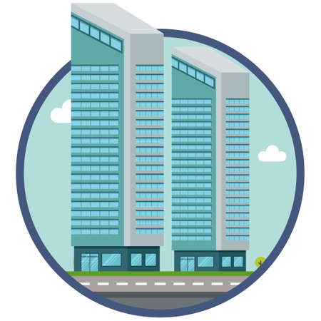 Hotel city building beautiful illustration.のイラスト素材