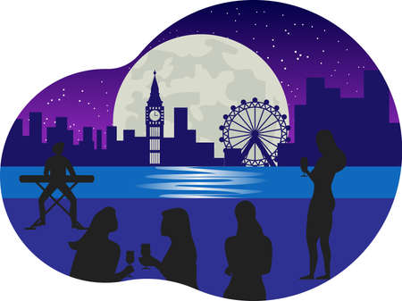People enjoying beach concertのイラスト素材