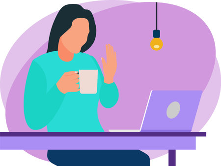 Woman working from homeのイラスト素材