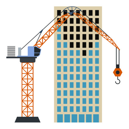 Construction building tower crane illustrationのイラスト素材