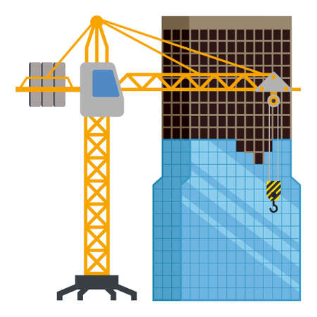 Construction building tower crane illustrationのイラスト素材