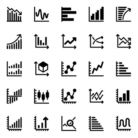 Glyph icons for reports and analytics.のイラスト素材