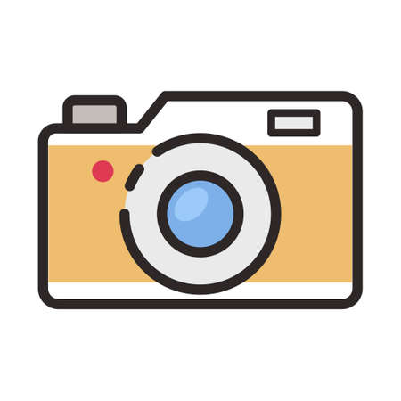 Filled color outline icon for digital camera.