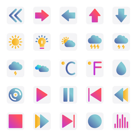Gradient color icons for universal web & mobile.のイラスト素材