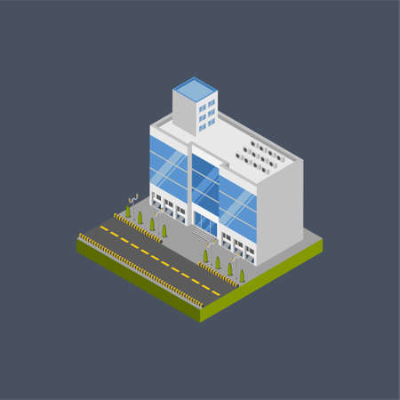 Shopping center building - 3d isometric.のイラスト素材