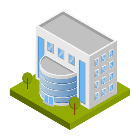 Showroom building - 3d isometric.のイラスト素材