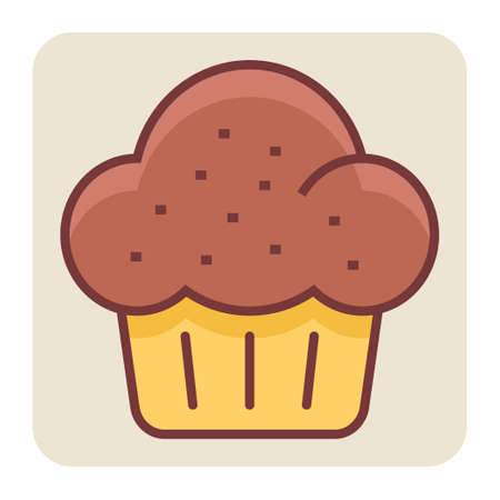 Filled color outline icon for cupcake.のイラスト素材
