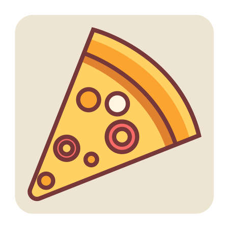Filled color outline icon for pizza slice.のイラスト素材