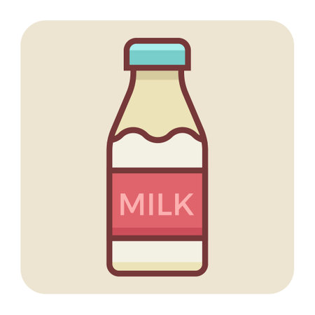 Filled color outline icon for milk bottle.のイラスト素材