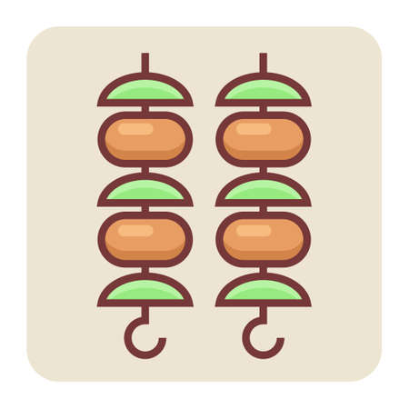 Filled color outline icon for barbecue.のイラスト素材