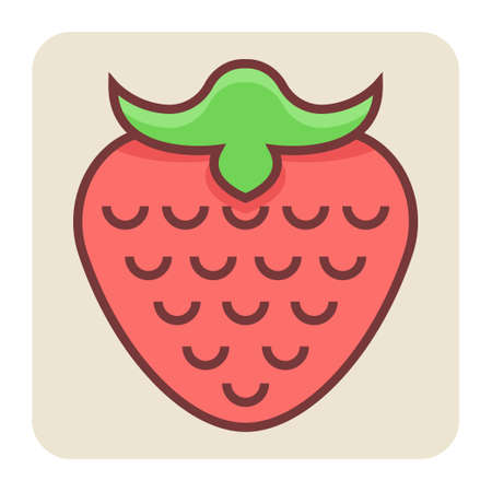 Filled color outline icon for strawberry.のイラスト素材