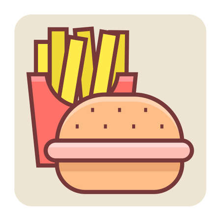 Filled color outline icon for meal.のイラスト素材