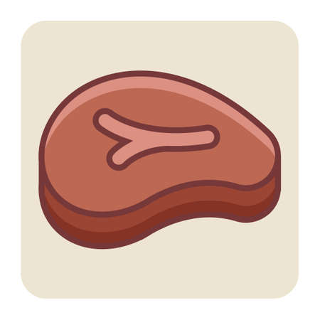 Filled color outline icon for beef.のイラスト素材