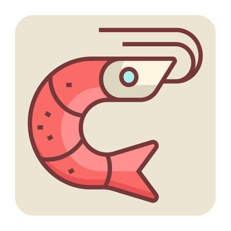 Filled color outline icon for shrimp.のイラスト素材