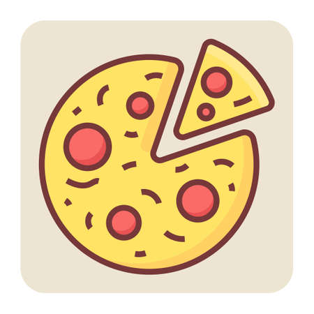 Filled color outline icon for pizza.のイラスト素材