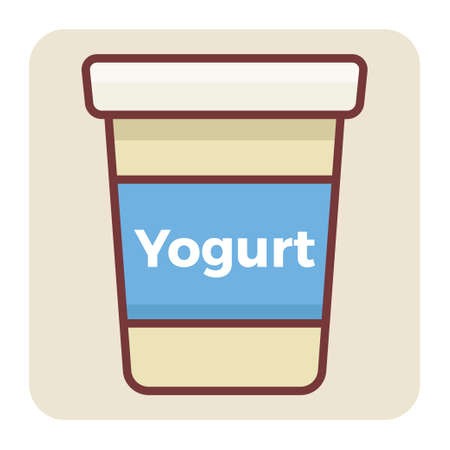 Filled color outline icon for yogurt.のイラスト素材