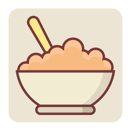 Filled color outline icon for rice bowl.のイラスト素材