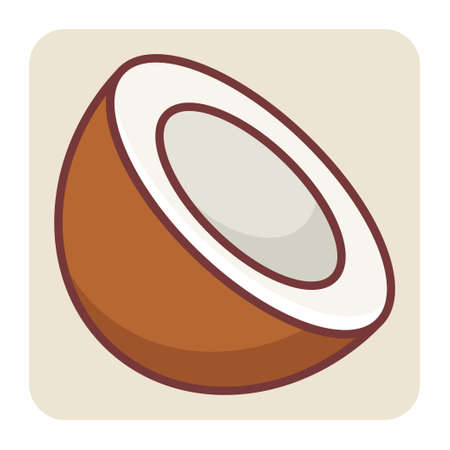 Filled color outline icon for coconut bowl.のイラスト素材