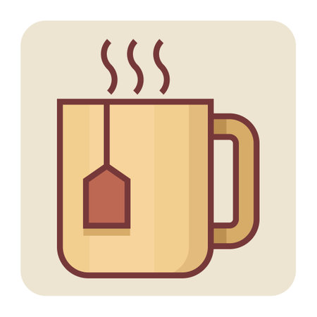 Filled color outline icon for green tea.のイラスト素材