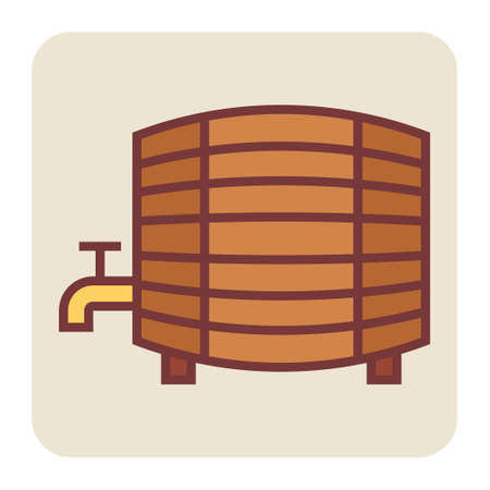 Filled color outline icon for water tank.のイラスト素材