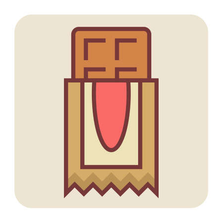 Filled color outline icon for chocolate bar.のイラスト素材