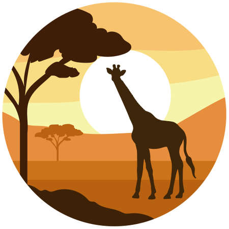 Giraffe landscape.のイラスト素材