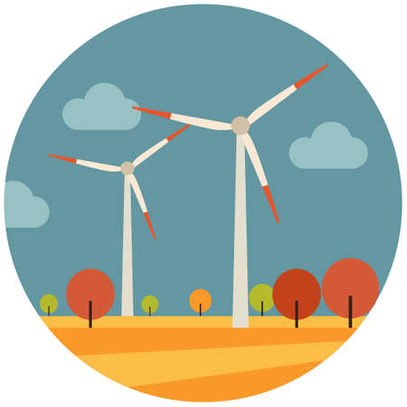 Wind turbine landscape.のイラスト素材