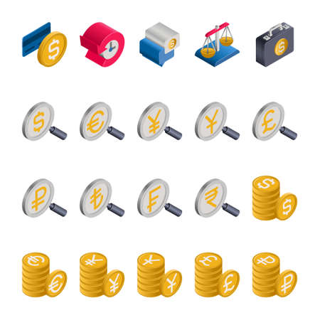 Isometric 3d icons for banking & finance.のイラスト素材