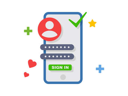 Smartphone with face recognition application illustration.のイラスト素材