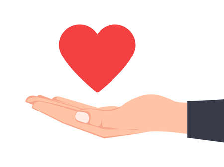 Donate - Hand holding heart illustration.のイラスト素材