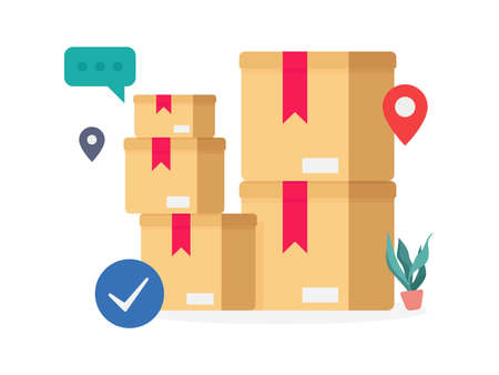 Carton delivery packaging stacked sealed illustration.