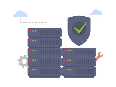 Big data developer analytics, dashboard and business finance report illustration.のイラスト素材