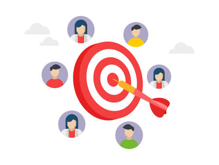 Target customer attraction campaign, accurate promotion, advertising illustration.のイラスト素材