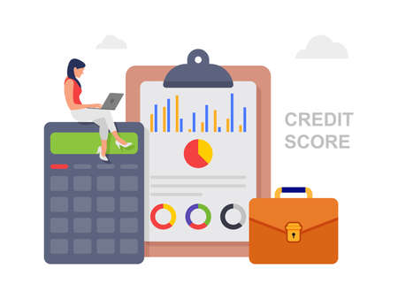 Personal credit score information for presentation concept, web page illustration.のイラスト素材