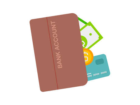 Bank account opening internet banking, online purchasing and transaction funds transfers illustration.のイラスト素材