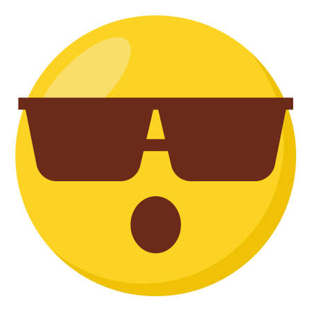 Sunglasses face expression character emoji flat icon.のイラスト素材
