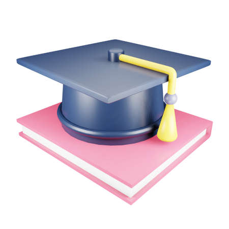 Scholarship cap and book 3d rendering isometric icon.のイラスト素材