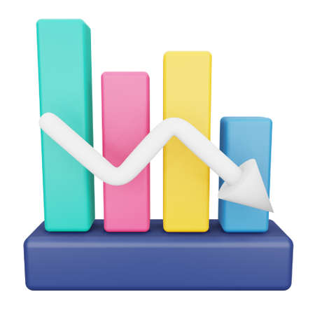 Analytics graph down 3d rendering isometric icon.