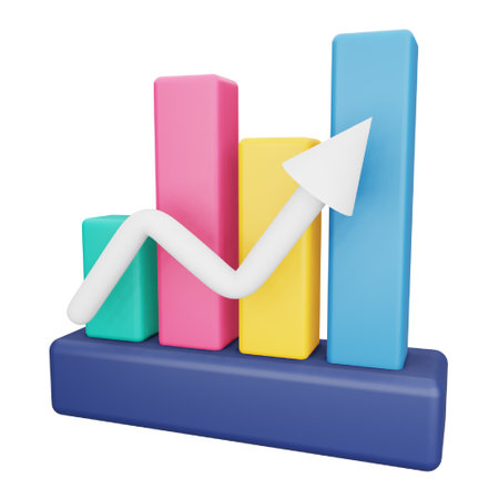 Analytics graph up 3d rendering isometric icon.